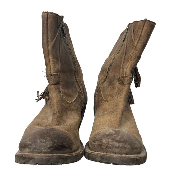 Justin Western Boots 7 Leather Ankle Booties Distressed Tassel Rustico Cowgirl - Picture 4 of 9